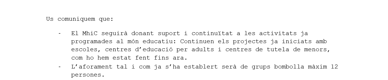 Comunicació mesures covid maig 21